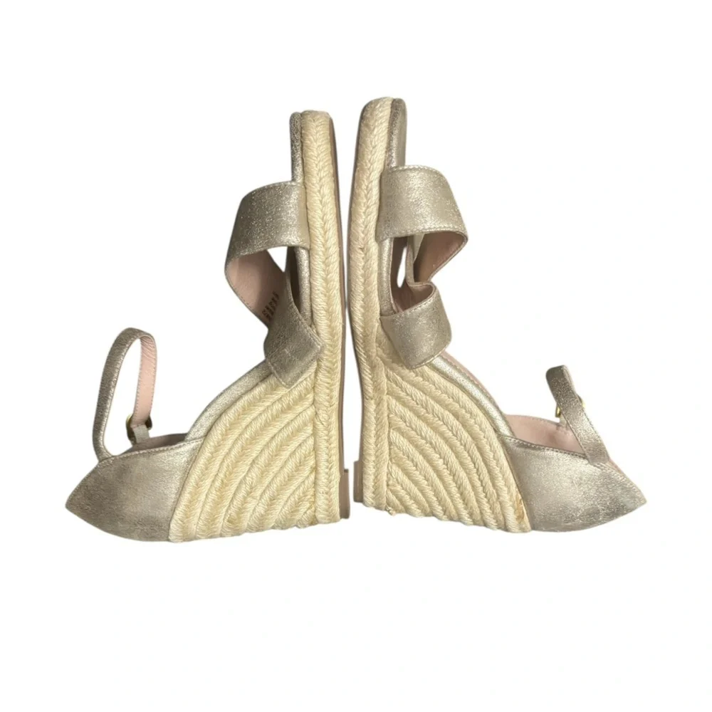 J. Crew Women's Metallic Espadrille Wedge Sandals Size 7.5